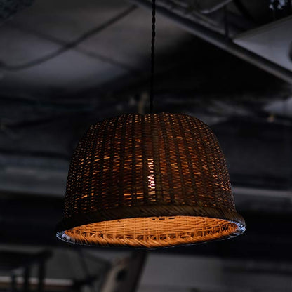 Bamboo shade pendant light