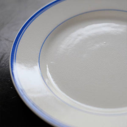 BEST IRONSTONE（日本硬質陶器）ブルーラインの皿 φ18cm