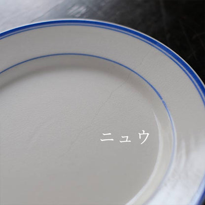 BEST IRONSTONE（日本硬質陶器）ブルーラインの皿 φ18cm