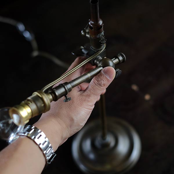 French brass standing lamp