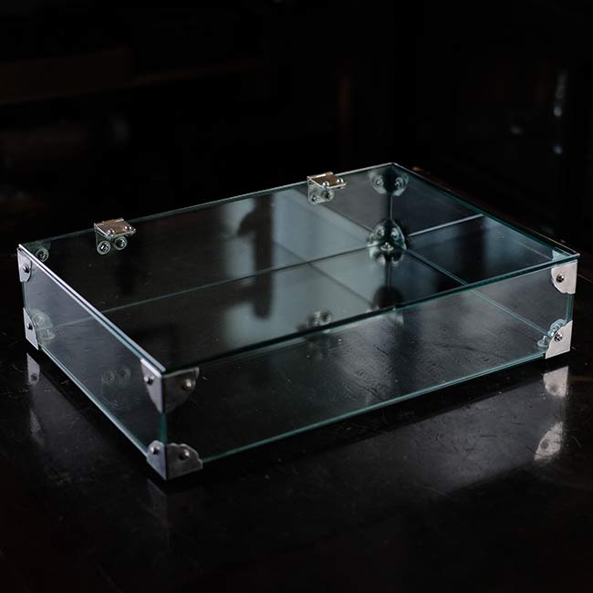 Glass showcase with lid
