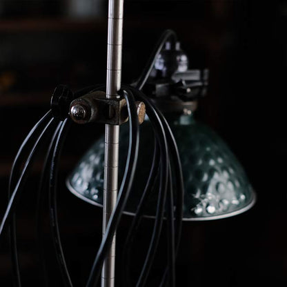 A stand lamp made from laboratory equipment