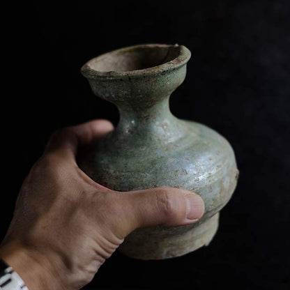 Silvered green-glazed Han dynasty vase