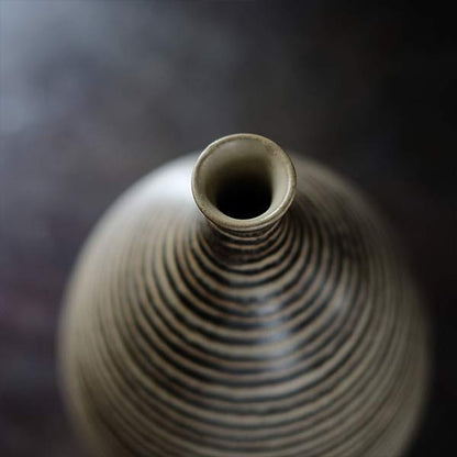 Sake bottle with circular line design