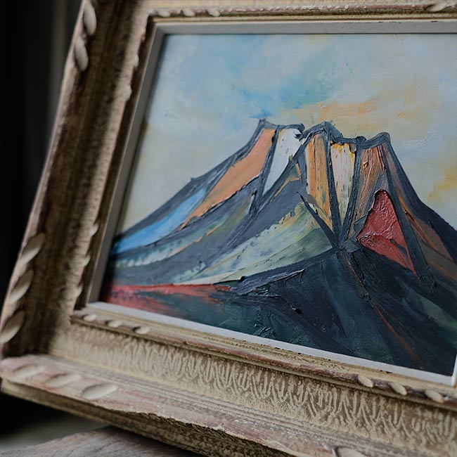 油彩画「山」