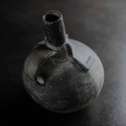 南米土器 黒色単頸壺