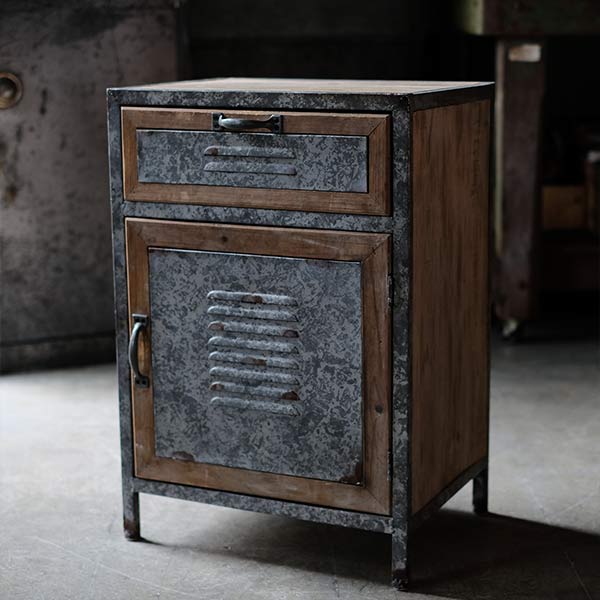 Wood and tin storage shelves