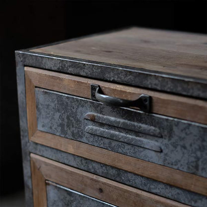 Wood and tin storage shelves