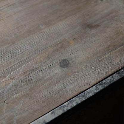 Wood and tin storage shelves