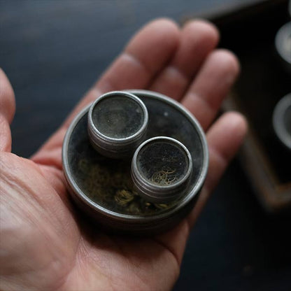 Set of mechanical watch parts cans and bottles