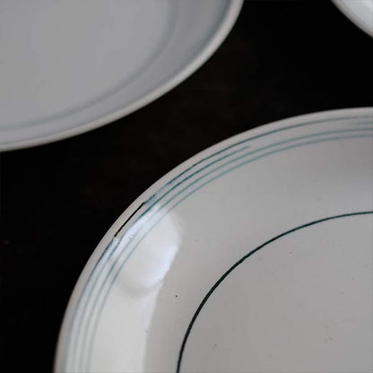 山庄製陶所 IRONSTONE ライン入り皿 φ23cm