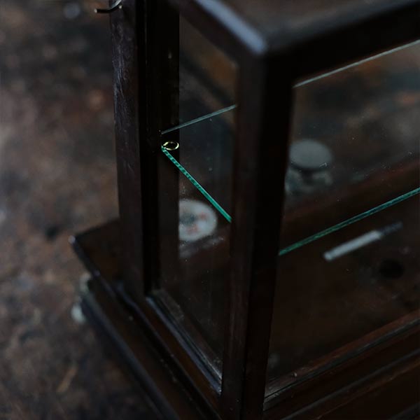 A small showcase made from a scale case (dark brown)