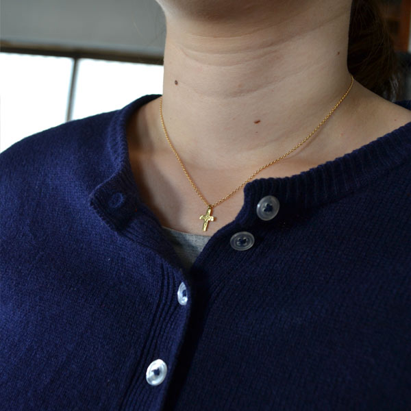 Small and wide cross necklace (40-50cm) K18 cross x K18 chain
