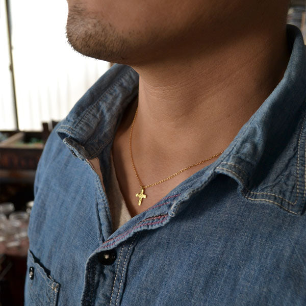 Small and wide cross necklace (40-50cm) K18 cross x K18 chain