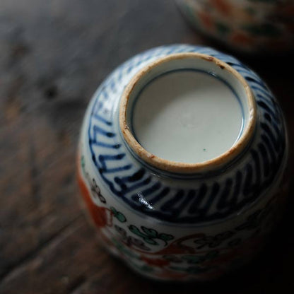 Colorful peony teacup (soba choko, mukozuke)