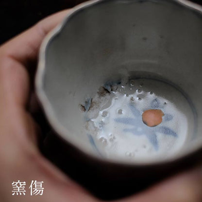 Colorful peony teacup (soba choko, mukozuke)