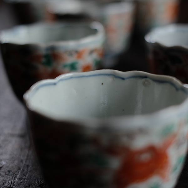 Colorful peony teacup (soba choko, mukozuke)