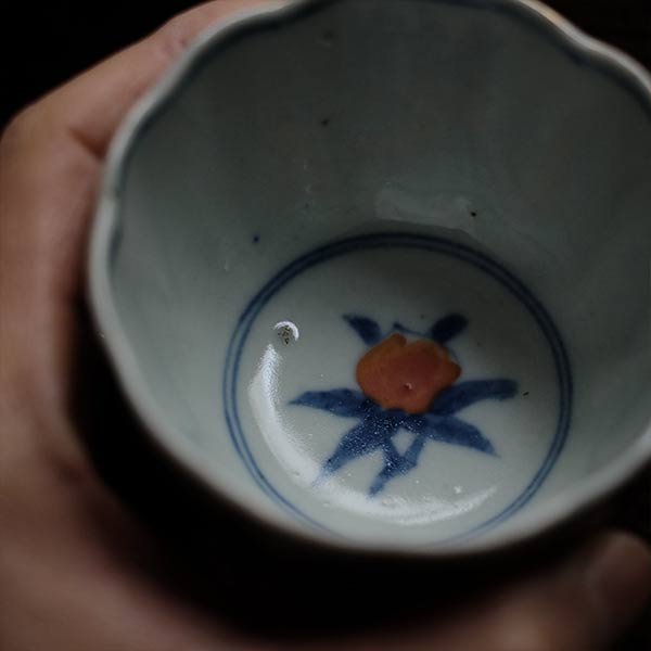 Colorful peony teacup (soba choko, mukozuke)