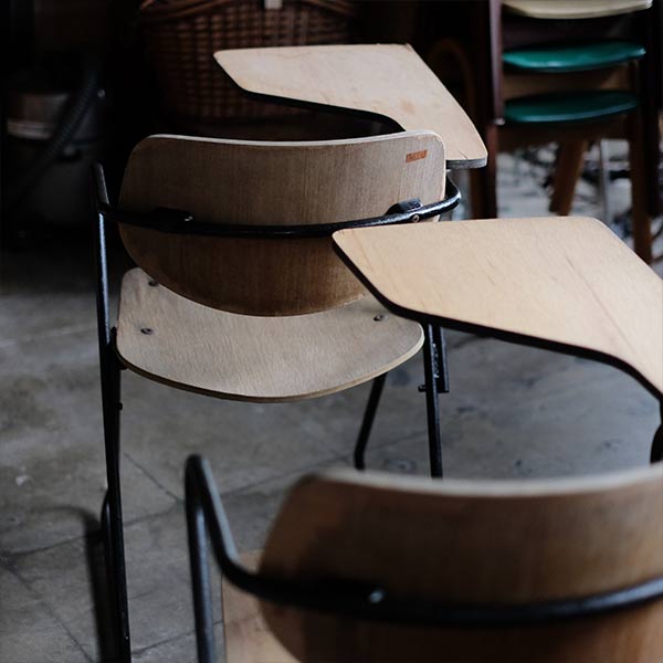 School chair with folding desk