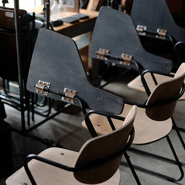 School chair with folding desk