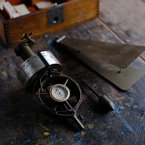 Wind vane and speed meter, made in 1934, with wooden box
