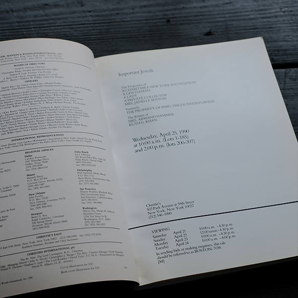 Christie's Important Jewels - April 25, 1990 Auction Catalog