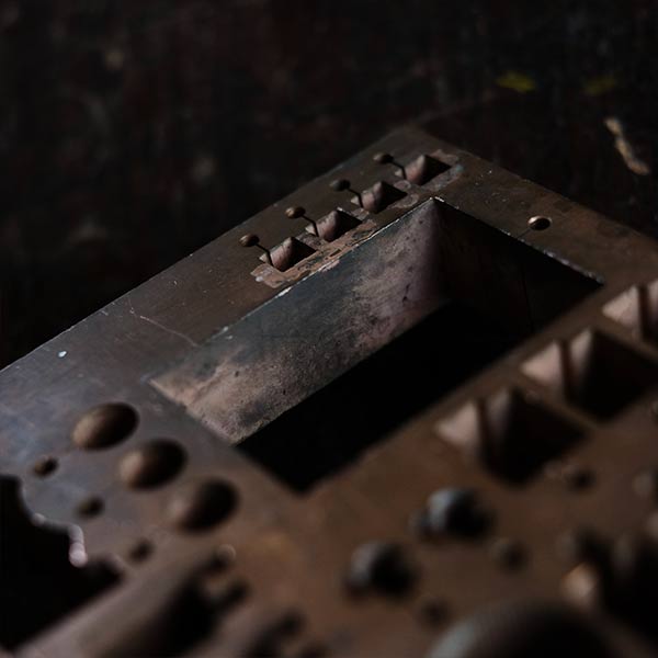 A stamped copper block