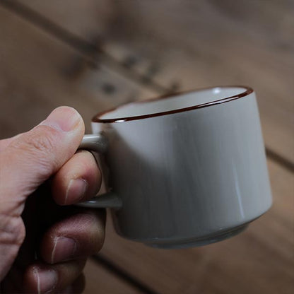 茶色いラインのマグカップ（デッドストック）幅広