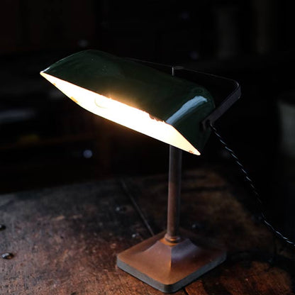 Enamel shade desk lamp