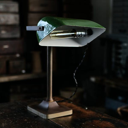 Enamel shade desk lamp