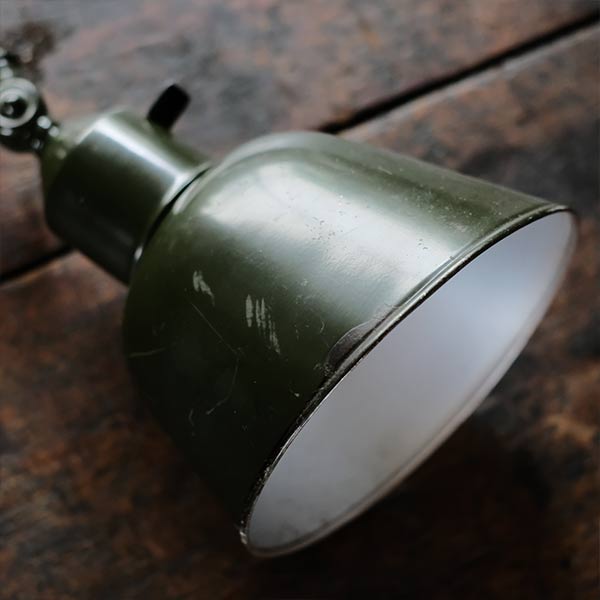 Olive-colored scissor lamp