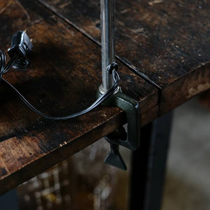Olive-colored scissor lamp