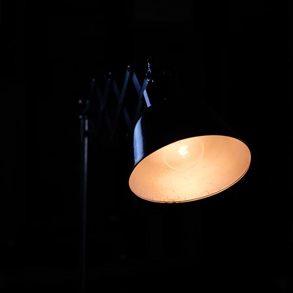 Olive-colored scissor lamp