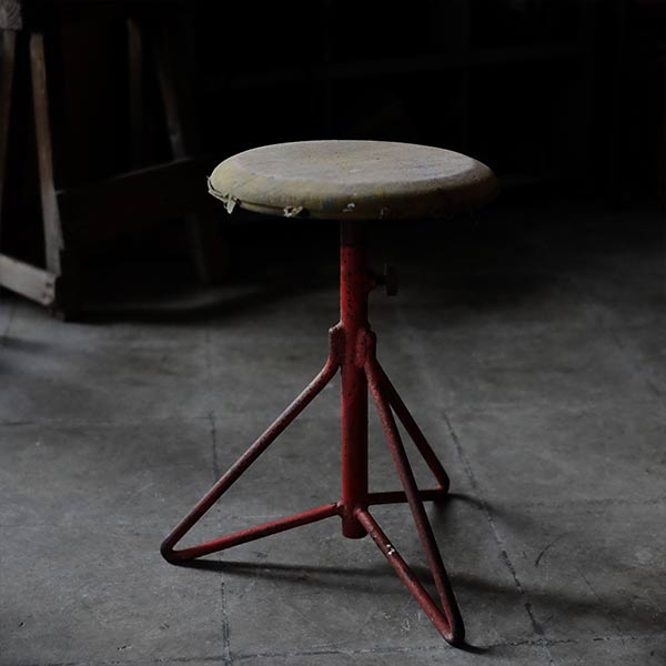 Red iron leg stool