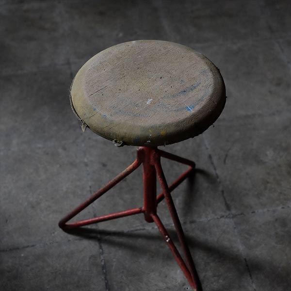 Red iron leg stool