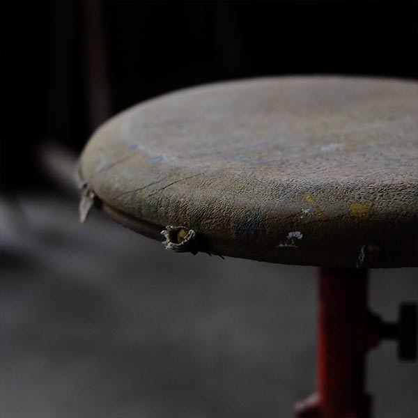 Red iron leg stool