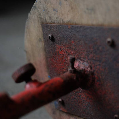Red iron leg stool