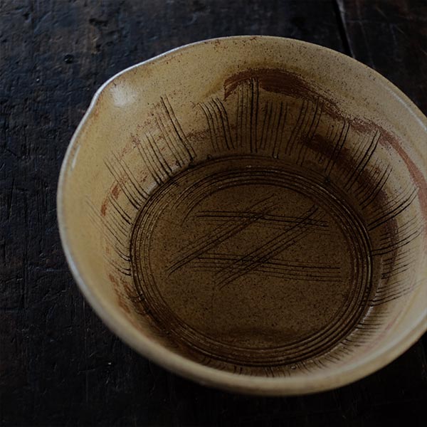 Yellow Seto flat bowl (katakuchi)