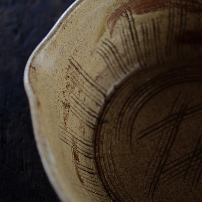 Yellow Seto flat bowl (katakuchi)