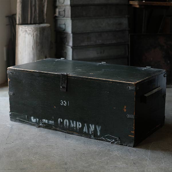 Army green wooden trunk