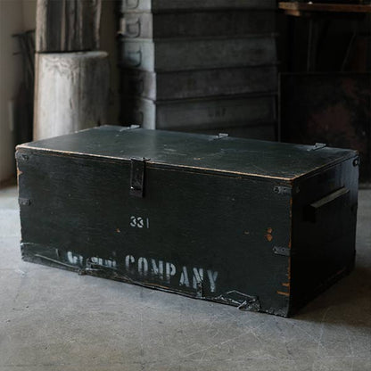 Army green wooden trunk