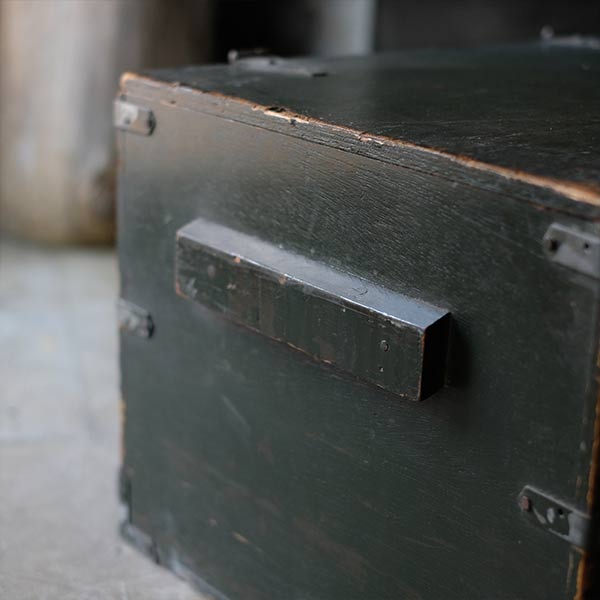 Army green wooden trunk