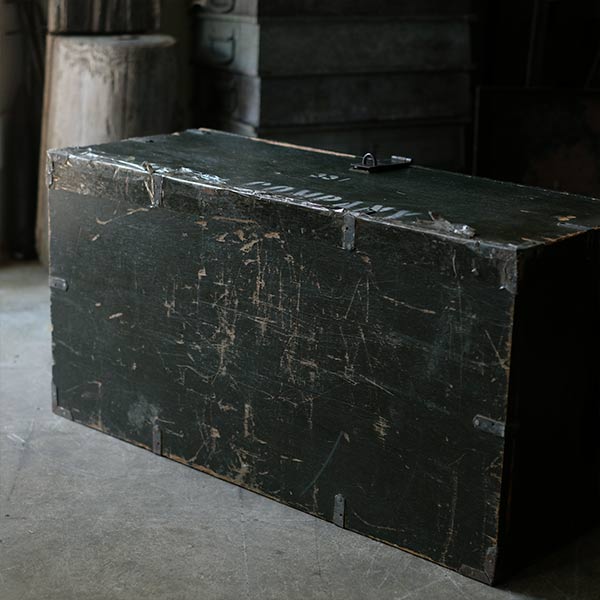 Army green wooden trunk