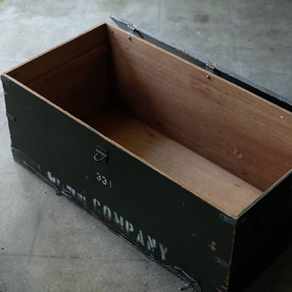 Army green wooden trunk