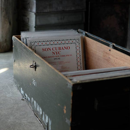 Army green wooden trunk
