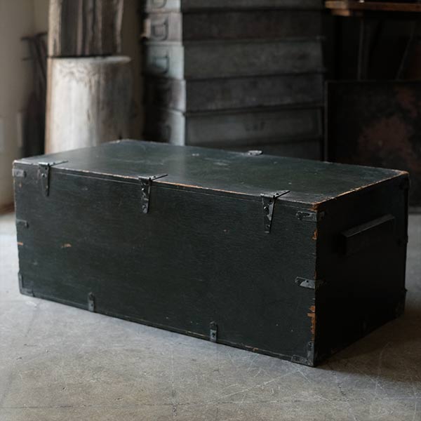 Army green wooden trunk