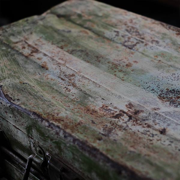 A rusty green trunk