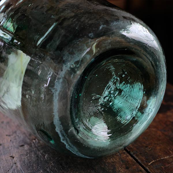 Small sea green demijohn bottle