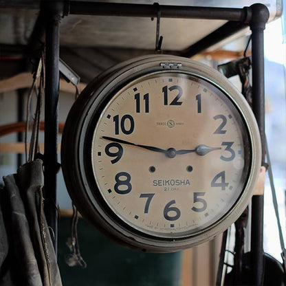 Early Showa era SEIKOSHA wall clock with battery-operated quartz movement replaced