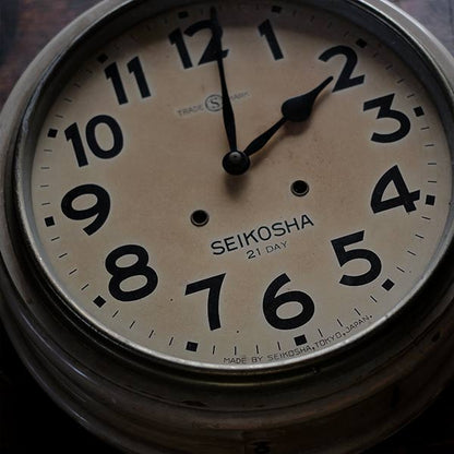 Early Showa era SEIKOSHA wall clock with battery-operated quartz movement replaced